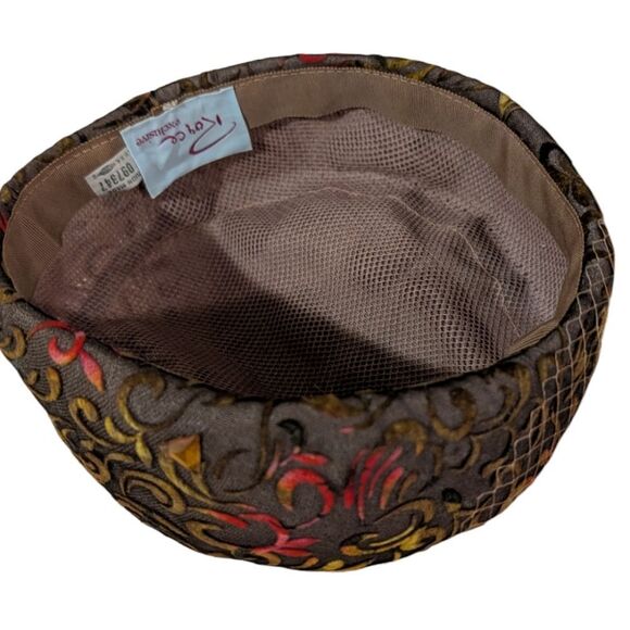 Women\'s 50s antique Royce exclusive pillbox‎ brown velvet hat main image 6